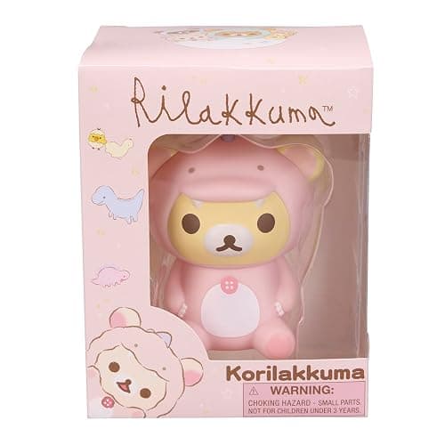San-X Original Rilakkuma Plays with Dino Vinyl Figurine Toy - 3" Korilakkuma - Image 1