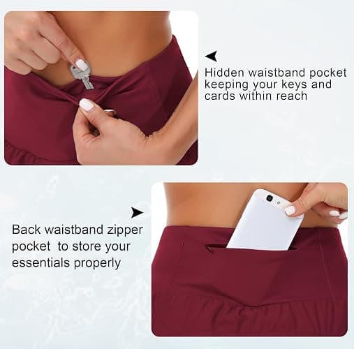 THE GYM PEOPLE Womens High Waisted Running Shorts Quick Dry Athletic Workout Shorts with Mesh Liner Zipper Pockets thumbnail 4
