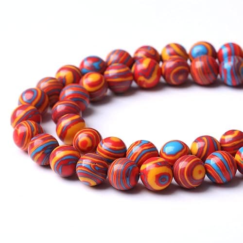 45PCS 8MM Beads Red Malachite Beads Round Loose Beads Natural Gem Beads for Jewelry Making 15" thumbnail 3