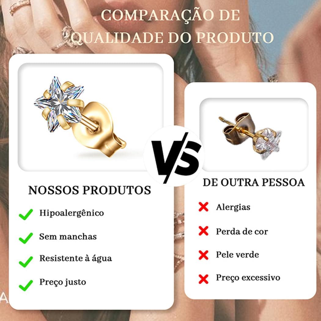LOMISS BRINCO AÇO CIRÚRGICO ESTRELA ZIRCÔNIA BRINCOS FEMININOS thumbnail 6