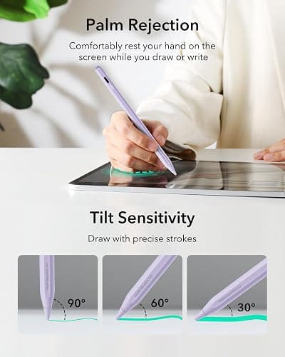 ESR Geo Digital iPad Pencil Findmy Compatible with Apple iPad 2018-2025,with Easy Shortcuts for Apple iPad A16/10/9/8 & Air 13/11 & Pro 12.9/13/11 & Mini 7/6/5, Purple(No Wireless Charging) thumbnail 7