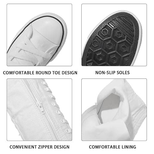 Women's Canvas Boots Lace Up Knee High Platform Boots for Women Comfort Sneakers Canvas Shoes with Side Zipper thumbnail 4