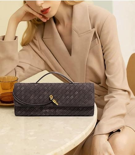 Upbull Trendy Woven Evening Clutch Purses Women Underarm Shoulder Handbag Cute Satchels Crossbody Purse PU Leather Wallet thumbnail 2