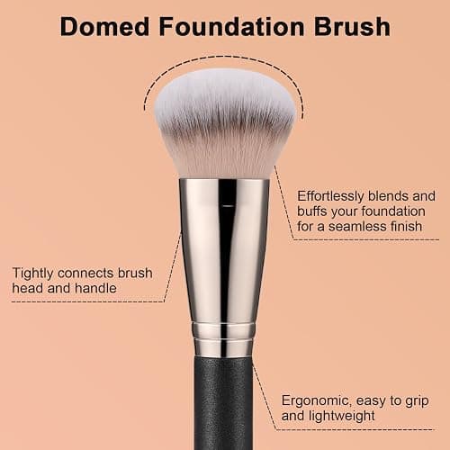 TEOYALL Domed Foundation Brush, Soft Dense Synthetic Bristles Blending Brush for Liquid Cream Foundation Bronzer Contour thumbnail 3
