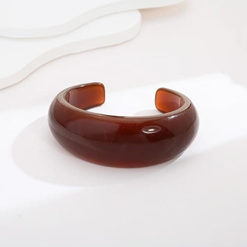 HUAYUNFANG Chunky Acrylic Bangles Bracelets For Women Geometric Acrylic Resin Acetate Mottled Wide Bangle Bracelet Statement Colorful Bangles for Party thumbnail 5