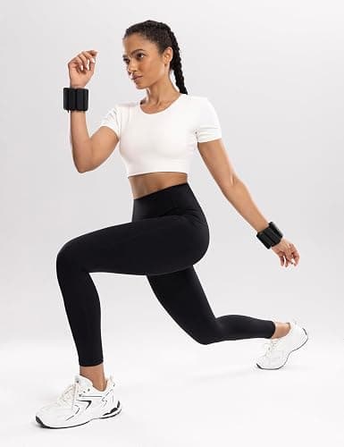 ENERBLOOM Workout Leggings with Pockets for Women High Waist Yoga Pants 25"/28" Cream Soft Lightweight Athletic Gym Tights thumbnail 5