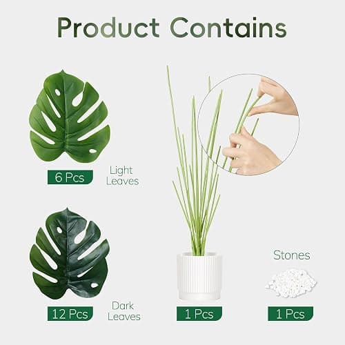 ELTNEGSA 28" Fake Plants Large Artificial Plants Indoor Tall Faux Monstera Plant for Home Office Living Room Garden Decor thumbnail 3