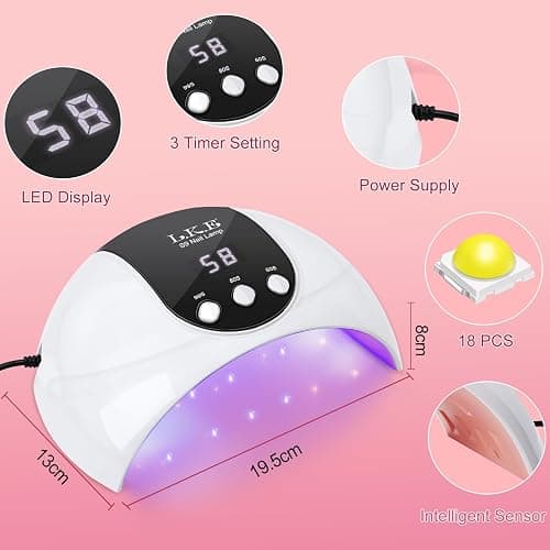 UV Nail Lamp, 54W UV Lamps for Gel Nails Nail UV Lamp Led Nail Lamp with 3 Timer, Auto Sensor, LCD Screen, USB Plug Gel Nail Curing Lamp, Led Gel Nail Lamp Nail Dryer thumbnail 3