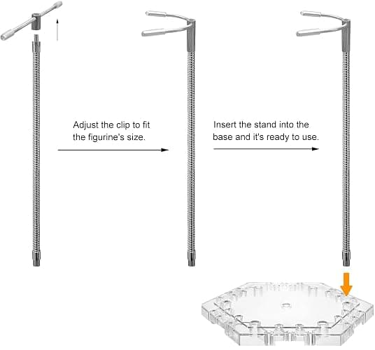 Zovelynta 8-Pack Clear Adjustable Action Figure Stand with Metal Clips & Flexible Arms – Action Figure Display Stand for Figures Compatible with Gundam HG/RG/SD 1/144 Scale thumbnail 5