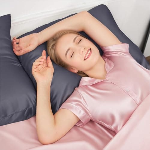 INSSL Silk Pillowcase for Women, Mulberry Silk Pillowcase for Hair and Skin and Stay Comfortable and Breathable During Sleep (Queen, Dark Grey) thumbnail 3