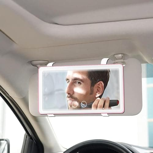 Car Sun Visor Vanity Mirror with 3 Light Modes & 80 LEDs, Rechargeable LED Makeup Mirror-Dimmable Touch Control,Universal for Truck SUV-Car Accessories Essentials for Women(Pink) thumbnail 3
