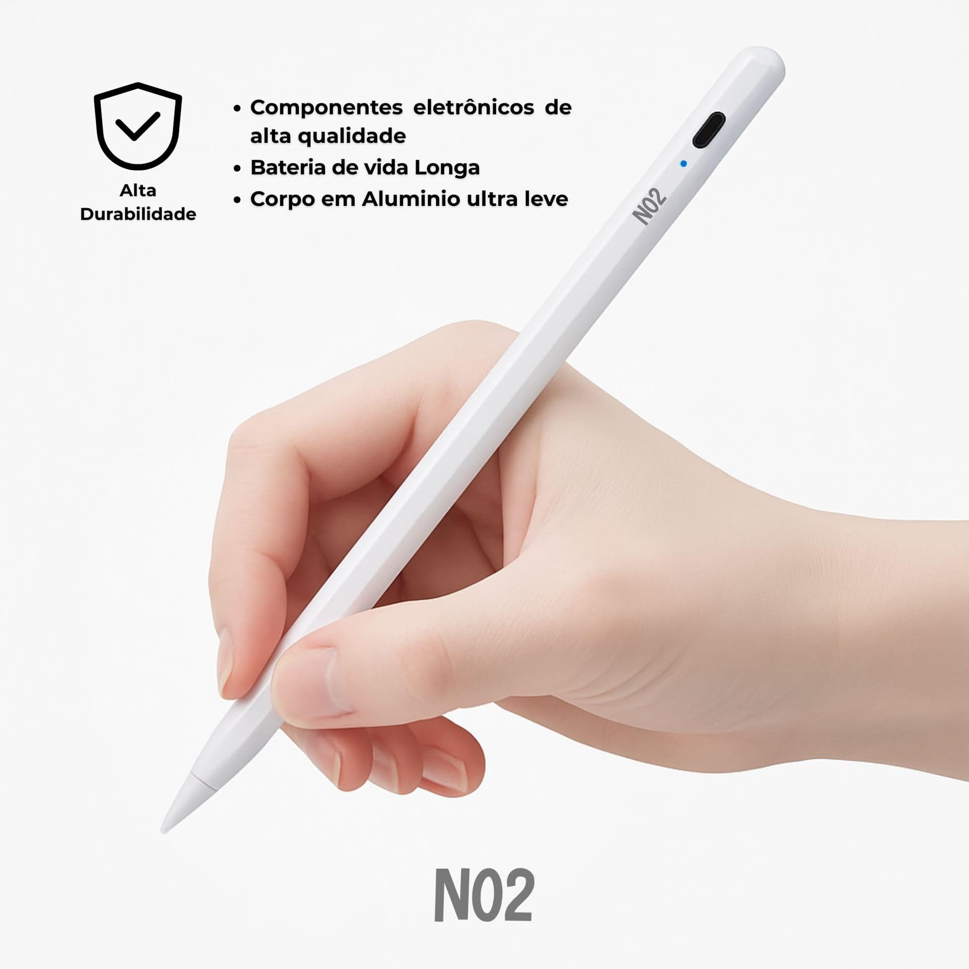 Caneta Digital para iPad NO2PROBLEMS Pencil Stylus Touch com Ponta Extra e Alta Sensibilidade Escrita Suave (Branca) thumbnail 4