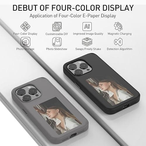 Phone Case for iPhone 16 Pro Max, 16 Pro, 16 Plus, 16, Smart Ink Screen Phone Case, NFC Memory Case for iPhone with Photo Screen, Funda Digital Inteligente (Black, for iPhone 16 pro max) thumbnail 7