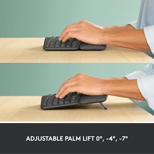 Logitech ERGO K860 Wireless Ergonomic Keyboard - Split Keyboard, Wrist Rest, Natural Typing, Stain-Resistant Fabric, Bluetooth and USB Connectivity, Compatible with Windows/Mac, Black thumbnail 2