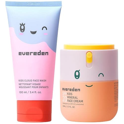 Kids Happy Morning DUO: Clean & Vegan Skin Care for Kids Bundle | Skin Care Cloud Face Wash + SPF 20 Mineral Face Cream | Non-Toxic | Non-Comedogenic | Fun | Easy-to-Use Skincare - Image 1