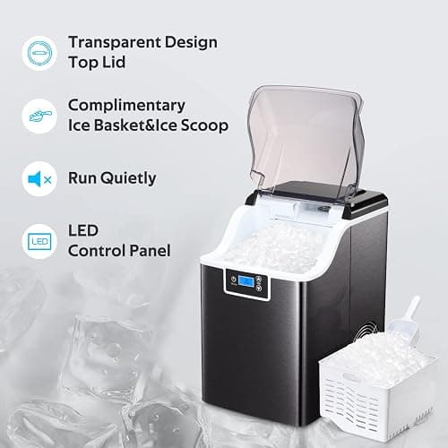 Nugget Ice Maker Countertop with Self-Cleaning,Chewable Pellet Ice Crushed ice 45Lbs/24H,Black thumbnail 6