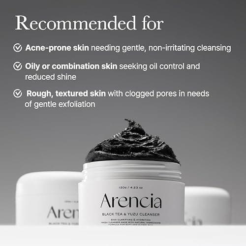 ARENCIA Black Tea Rice Mochi Face Cleanser, 120g, Pore Care, Sebum Control, Oily Skin thumbnail 6