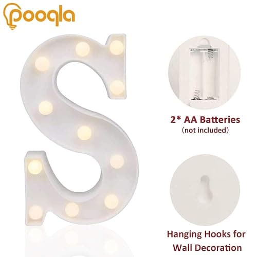 Pooqla LED Marquee Letter Lights Sign, Light Up Alphabet Letter for Home Party Wedding Decoration S thumbnail 3