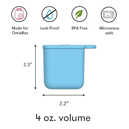 OmieBox (2 pack) Leakproof Dips Containers To Go, Salad Dressing Container, Condiment Container with Lids - Food Safe Silicone - 4 ounces (Blue/Lime) thumbnail 3