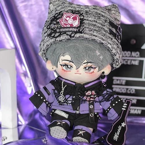 niannyyhouse 20cm Plush Doll Clothes Hat Jacket Pants Tie Shoes Accessories Purple Outfit 8in Plush Toy Dress Up thumbnail 4