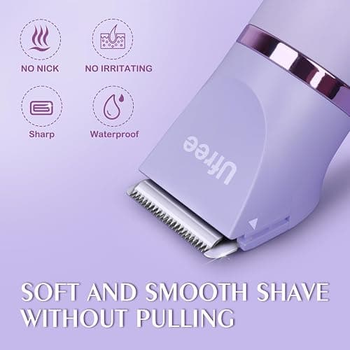 Ufree Bikini Trimmer Electric Razors for Women, Rechargeable Pubic Body Hair Trimmer Electric Shaver for Legs Body Hair, Bikini Shaver IPX7 Waterproof, Gifts for Women, Purple thumbnail 4