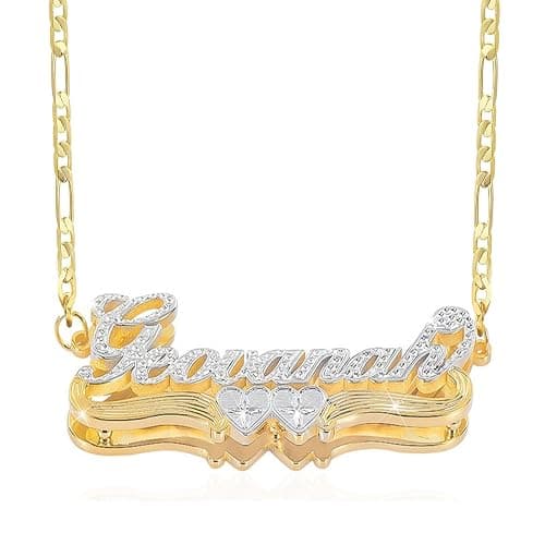 Double Plated Name Necklace Personalized Custom Name Necklace 18k Gold Plated Nameplate Pendant Customized Name Plate Necklace for Women Men - Image 1