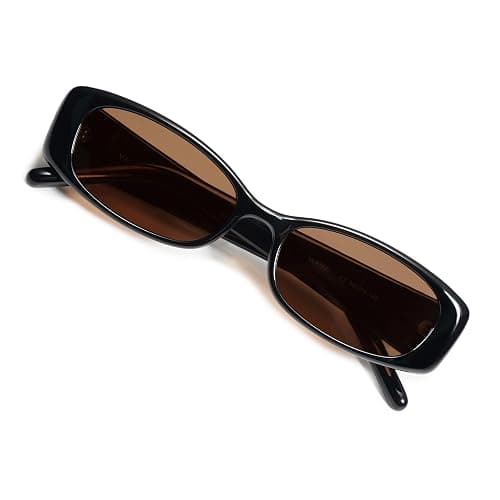 VANLINKER Trendy Small Polarized Rectangle Sunglasses for Women Men Retro 90s Shades VL9787 - C1 Black Frame Brown Lens - Image 1