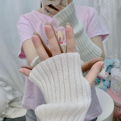 VTTDB Arm covers cute women kawaii japanese harajuku Y2k Arm Warmer for Girls Goth Gloves Fingerless Knitted Arm Sleeve thumbnail 2