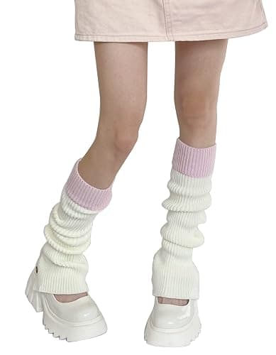 WODECASA Girls Kawaii Leg Warmers Knitted Flared Leg Sleeves Goth Crochet Baggy Cuff Ankle Heap Socks - Image 1