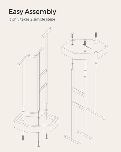 SONGMICS Jewelry Holder, Jewelry Organizer, 3 Tiers and 1 Tray, Jewelry Display Stand with Metal Frame, Necklace Earring Bracelet Holder, for Rings, Christmas Gift, Ink Black and Caramel Brown thumbnail 7