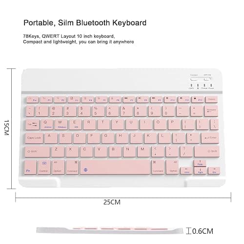Bluetooth Keyboard Compatible with iPad 10th Generation, Rechargeable Portable 10 inch Wireless Keyboard for iPhone, iPad mini, Samsung Tablets Keyboards Ultra-Slim, Travel Office Computer Accessories thumbnail 6