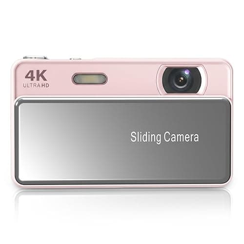 Decumeby 4K Sliding Digital Camera, 64MP HD Auto Focus 16X Zoom Retro CCD Camera with 2.8 Inch Screen, Vlogging for Photography and Video (Pink) - Image 1