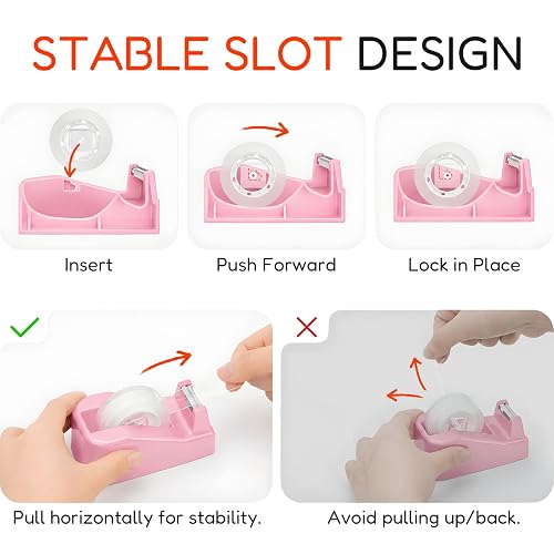 JEFURE Lightweight Desktop Tape Dispenser, 6 Rolls Tape, 1-Inch Core | Transparent Tape Holder with Stable Non-Skid Base, 0.71 in x 1000 in Each Roll, for Office, Home & School Use thumbnail 3