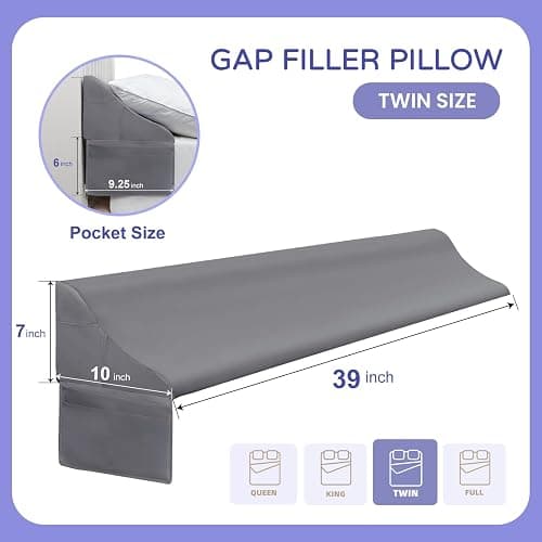 Vekkia Bed Wedge Pillow for Headboard (Grey, Twin(39"x10"x7"-Gap Under 6")) thumbnail 2