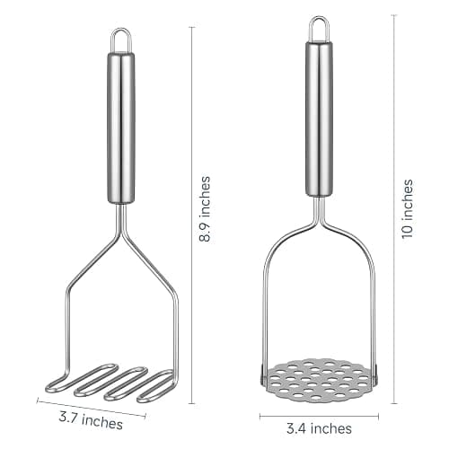 Maclia 2PCS Mashed Potato Masher - Stainless Steel Potato Smasher, Masher Kitchen Tools & Utensils for Avocado, Bean, Salad, Vegetables, Fruit, Food, Meat Smasher Tool for Ground Beef thumbnail 2