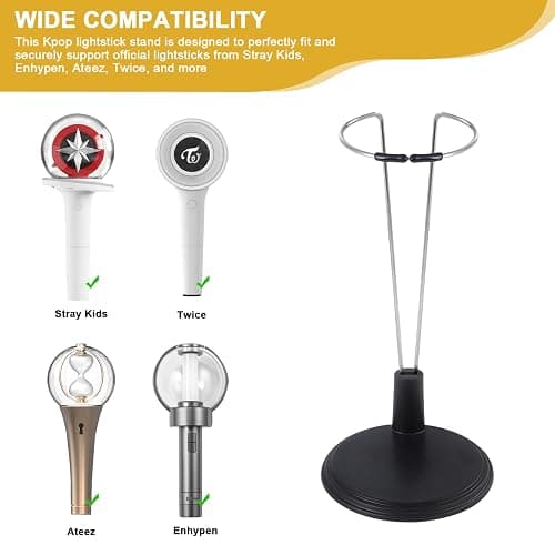 MingQiEven Lightstick Stand 2 Pack Black Holder for Official Lightsticks Fits Complicable withStray Kids|Enhypen|Ateez|Twice|Kpop thumbnail 4