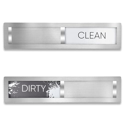 Clean Dirty Magnet for Dishwasher, Premium Stainless Steel, Dirty/Clean Speckled Design, Durable Magnet & Clear Indicators with Extra Tape (Silvery-Gray-01) - Image 1