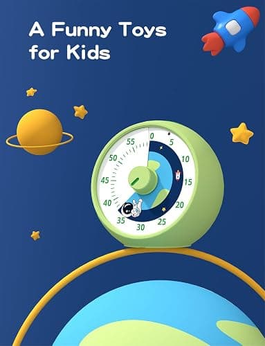 Visual Timer for Kids, 60-Minute Countdown for Classroom Office Kitchen, Desk Timer Kids Time Management Tools with Silent Operation, Pomodoro Time Rainbow Pattern (Planet Green) thumbnail 3