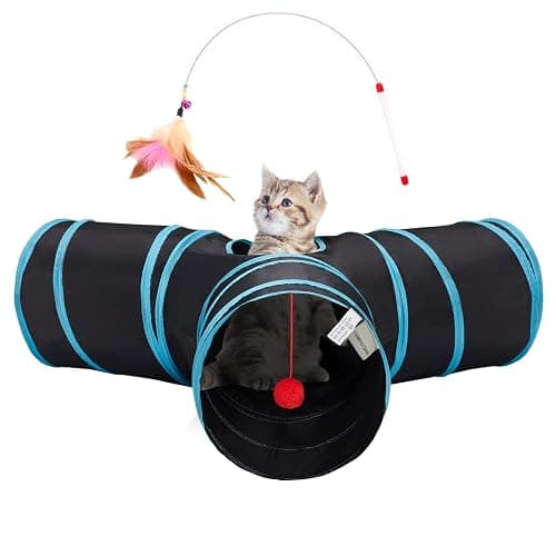 Tempcore Pet Cat Tunnel Tube Cat Toys 3 Way Collapsible, Tunnels for Indoor Cats，Kitty Bored Peek Hole Toy Ball Cat, Puppy, Kitty, Kitten, Rabbit - Image 1