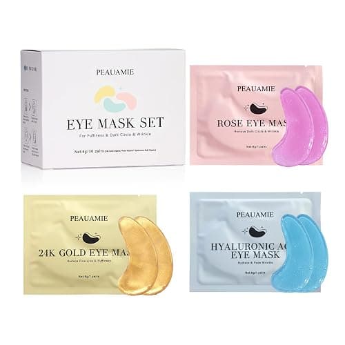 PEAUAMIE Under Eye Patches Gold and Hyaluronic Acid for puffy eyes,Rose Eye Masks for Dark Circles and Puffiness skin care Smooth Wrinkles products 30 Pairs thumbnail 6
