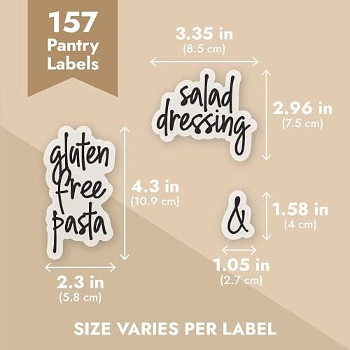 Talented Kitchen Pantry Labels for Food Containers - 157-Piece, Black Script Vinyl - Jar & Bin Labels & Food Storage Organization Stickers thumbnail 3