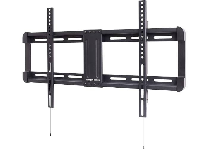 Amazon Basics Low Profile Easy Install TV Wall Mount with Horizontal Post Installation Leveling for 32-Inch to 86-Inch TVs, Black - Image 1