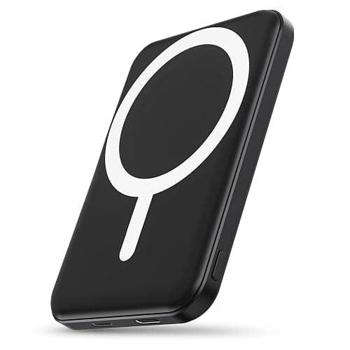 podoru for Magsafe Battery Pack, 5000mAh Magnetic Power Bank with Type-C Cable 20W PD Fast Charging Lighting Input Wireless Portable Charger for iPhone 17/16/15/14/13/12/ All Series-Black - Image 1