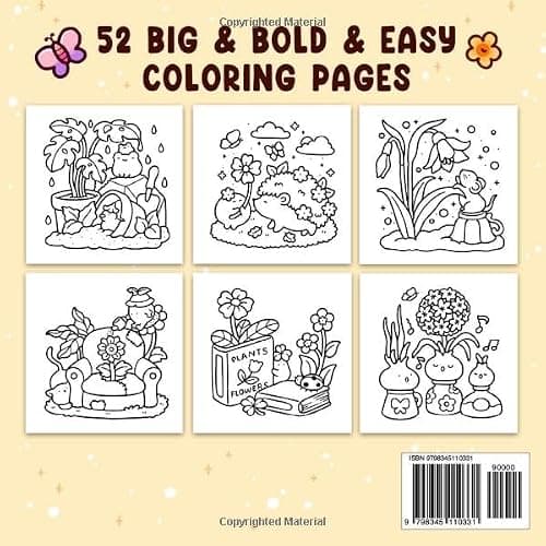 Into Gardens: Bold & Easy Coloring Book Featuring Plants, Flowers, and Cute Animals for Adults and Teens thumbnail 2