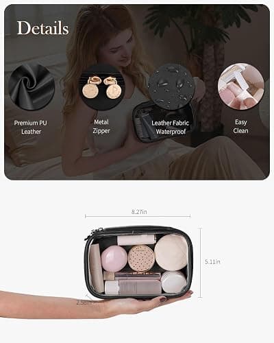 Pocmimut Mini Makeup Bag with Small Cosmetic Bag Travel Essentials Organizers,TSA Approved Toiletry Bag Makeup Pouch Clear Cosmetic Bags for Women Men,Black thumbnail 4