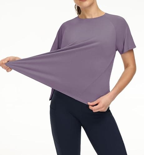 THE GYM PEOPLE Women's Short Sleeve Workout Shirts Breathable Yoga T-Shirts with Side Slits Athletic Tee Tops thumbnail 5