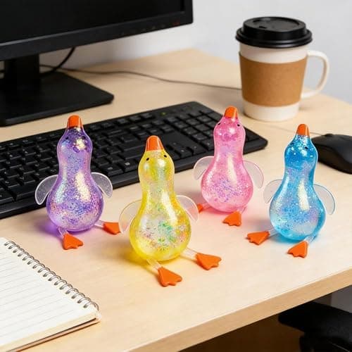4Pcs Glitter Duck Squeezes,Soft Cute Stress Relief Ball for Adults & Teens,Fun Decompression Duck Squishies Gift for Office Desk Party Favors Easter Basket Stuffer thumbnail 5