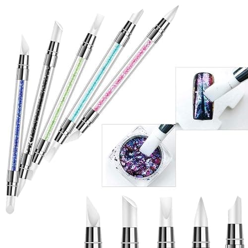 5 Pcs Nail Art Sculpture Pen Dual Tipped Silicone Nail Tool Rhinestone Nail Polish Carving Pen Rubber Tip Nail Brushes thumbnail 6