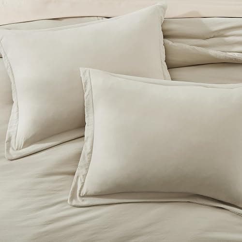 WRENSONGE Oversized Queen Comforter Set - 7 Pieces Light Oatmeal Bed in a Bag Queen with Sheets, 2 Pillow Shams, and 2 Pillowcases- Warm Bedding Sets Queen for All Season thumbnail 6