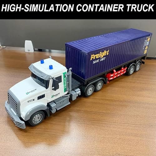SNACKTANT 23.6-Inch 9-Channel Remote Control Semi Truck with Trailer – 1:24 Scale RC Container Carrier Truck Toy for Kids 3-8, Dual Batteries, Light & Sound Effects, Ultimate Gift for Boys & Girls thumbnail 3